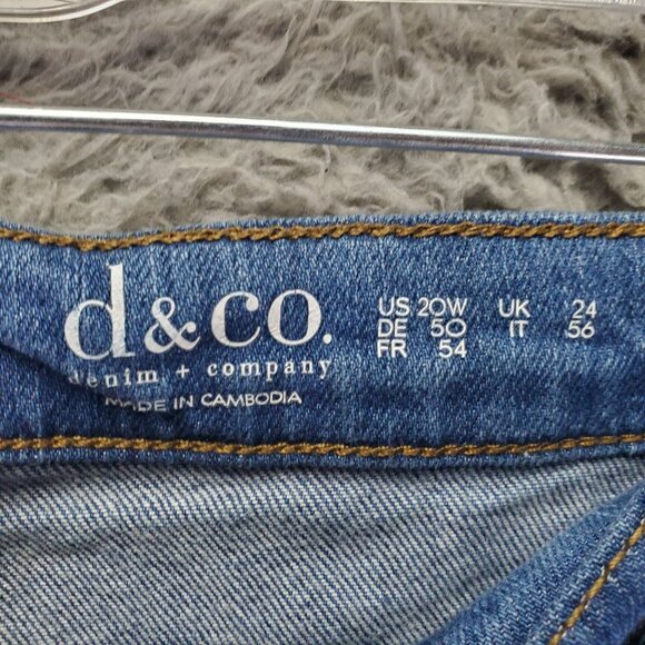 Denim & Co Jeans Womens 20W Blue Straight-Leg Stretch Denim Cuffed Ankle - Picture 2 of 12